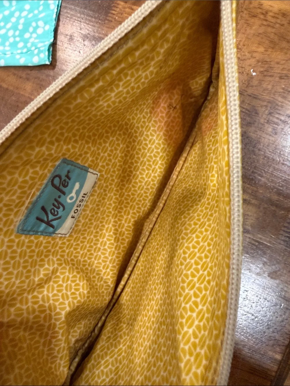 Fossil Yellow Geo-Print Zip Pouch